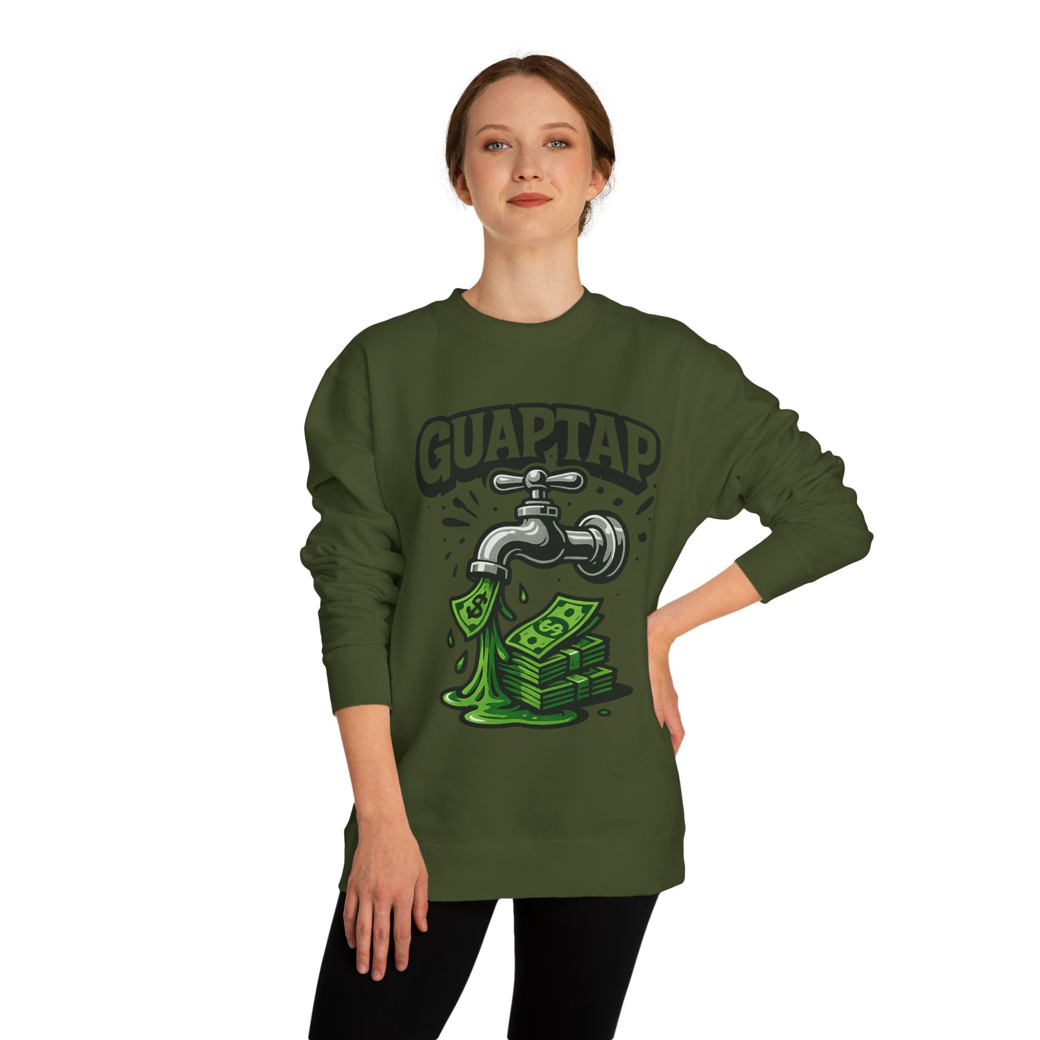 Money Tap Unisex Sweatshirt, Funny Sweatshirt, Gift for Him, Cool Crew Neck, Casual Wear, Birthday Gift, Streetwear Style, Guaptap Design