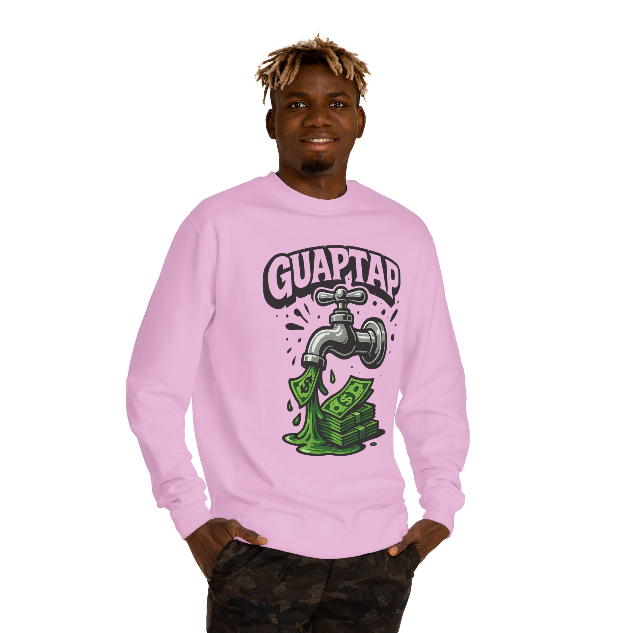 Money Tap Unisex Sweatshirt, Funny Sweatshirt, Gift for Him, Cool Crew Neck, Casual Wear, Birthday Gift, Streetwear Style, Guaptap Design