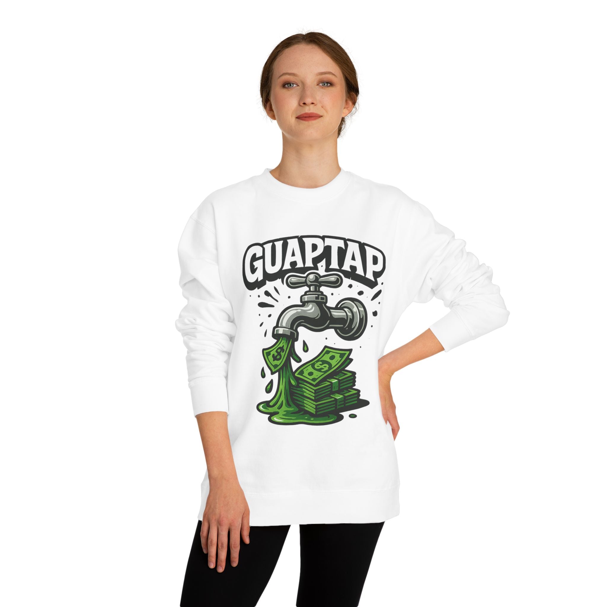 Money Tap Unisex Sweatshirt, Funny Sweatshirt, Gift for Him, Cool Crew Neck, Casual Wear, Birthday Gift, Streetwear Style, Guaptap Design