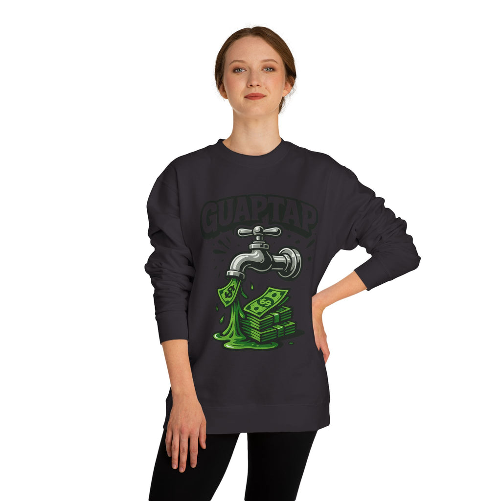 Money Tap Unisex Sweatshirt, Funny Sweatshirt, Gift for Him, Cool Crew Neck, Casual Wear, Birthday Gift, Streetwear Style, Guaptap Design