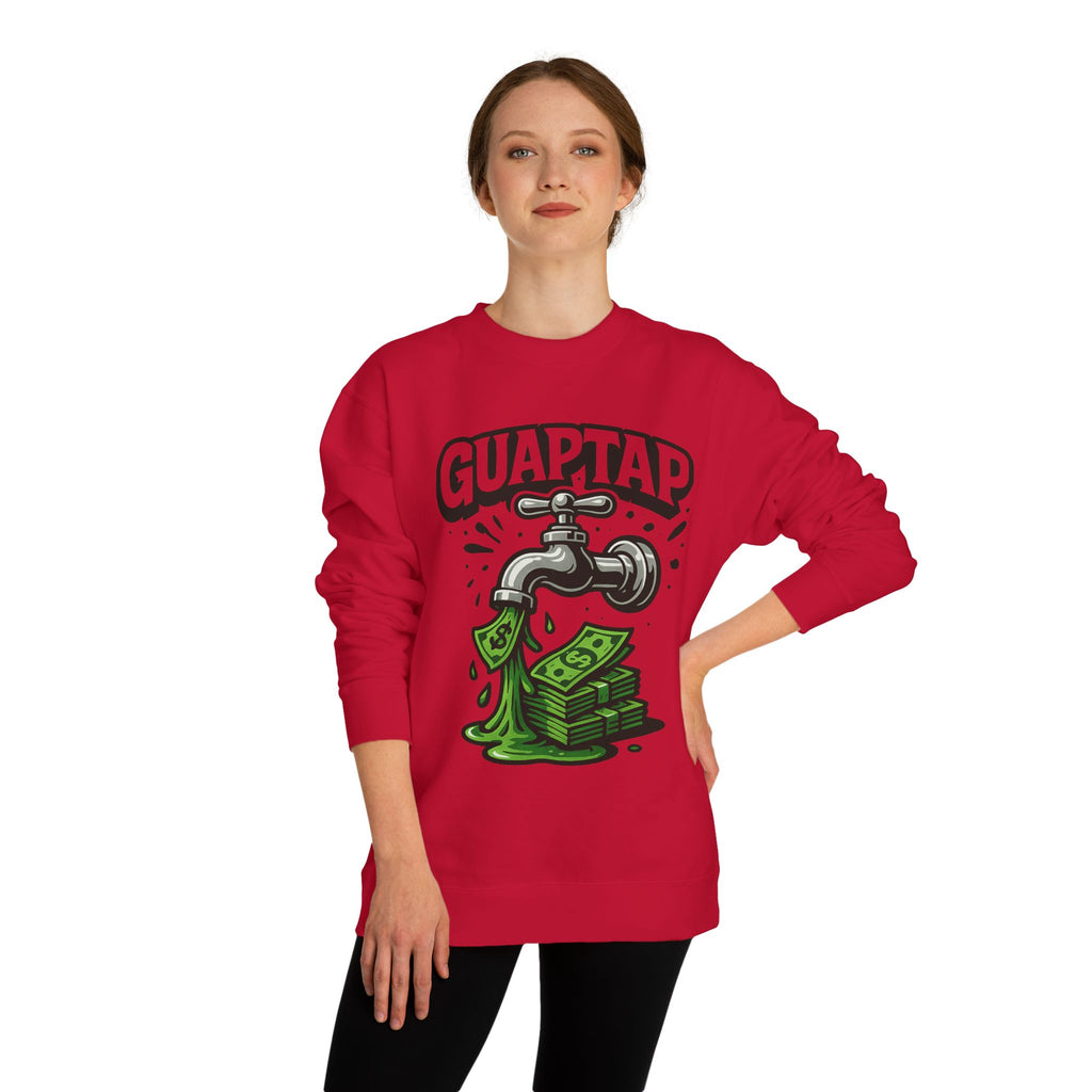 Money Tap Unisex Sweatshirt, Funny Sweatshirt, Gift for Him, Cool Crew Neck, Casual Wear, Birthday Gift, Streetwear Style, Guaptap Design