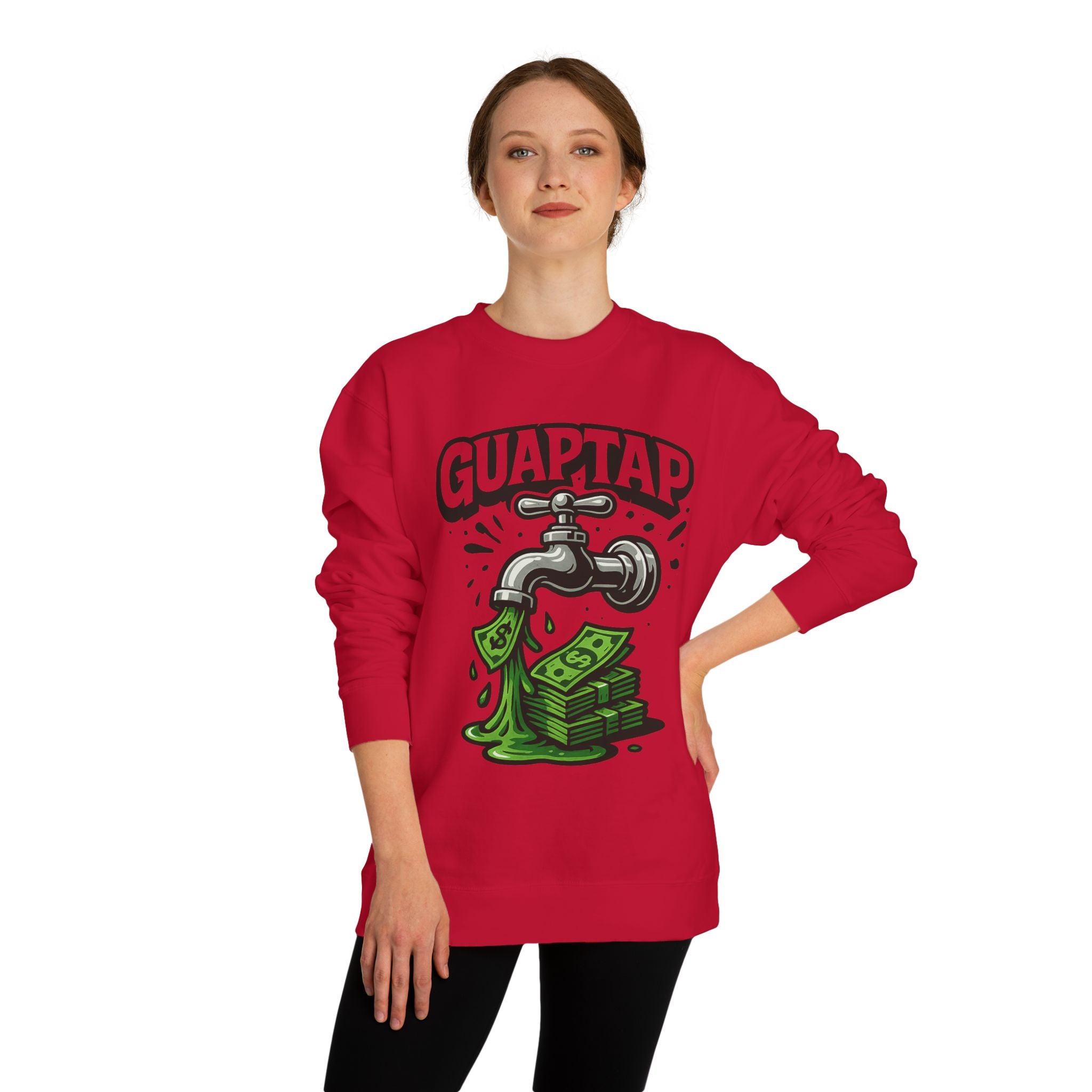 Money Tap Unisex Sweatshirt, Funny Sweatshirt, Gift for Him, Cool Crew Neck, Casual Wear, Birthday Gift, Streetwear Style, Guaptap Design
