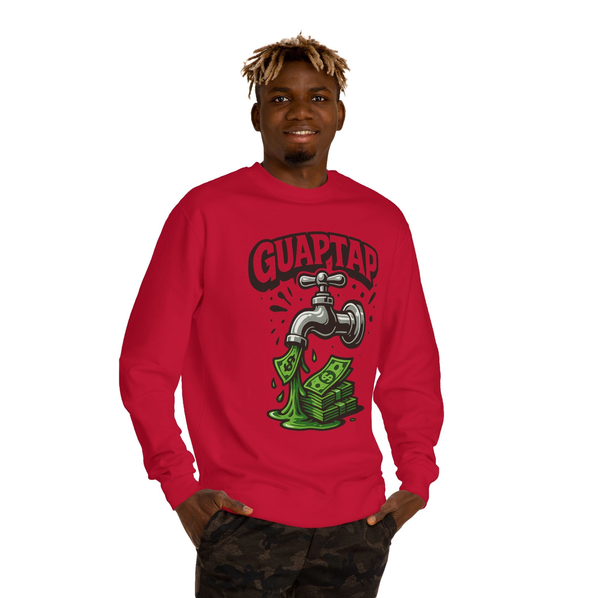 Money Tap Unisex Sweatshirt, Funny Sweatshirt, Gift for Him, Cool Crew Neck, Casual Wear, Birthday Gift, Streetwear Style, Guaptap Design